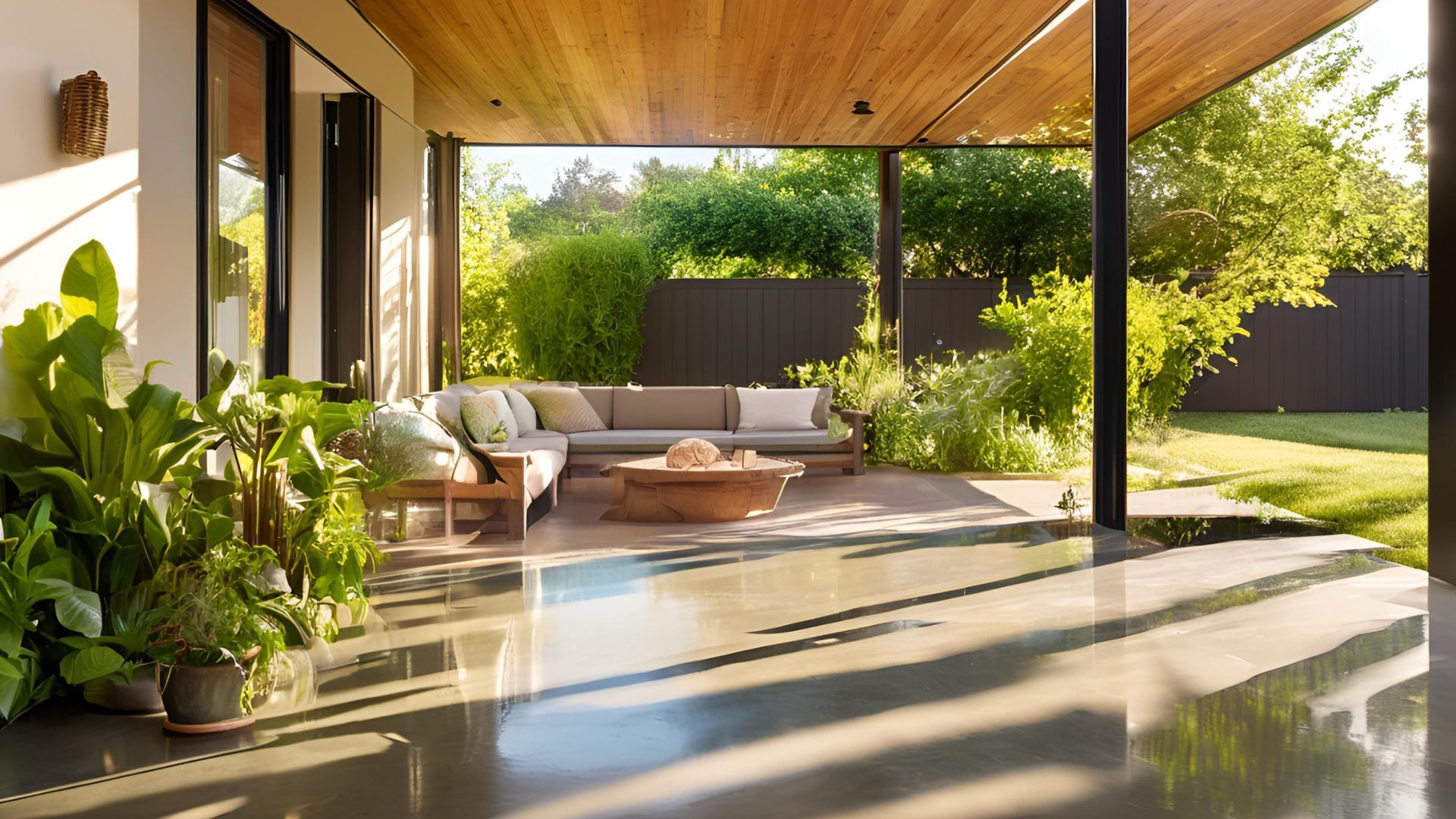 A polished concrete patio floor in Bristol