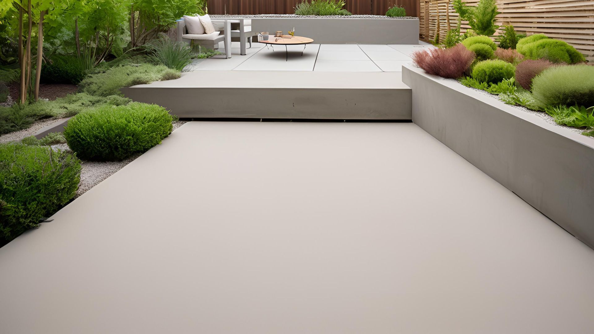 A patio concrete floor in Bristol that has been polished with a diamond grinder.